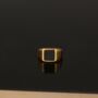 Gold Plated Square Signet Onyx Ring Polished Steel Ring, thumbnail 4 of 12