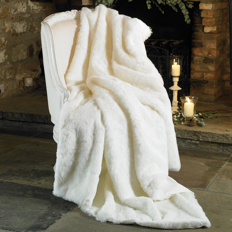 sale snowflake white large faux fur throw by dibor