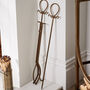 Antique Brass Dual Fireplace Tools And Log Rack, thumbnail 5 of 7