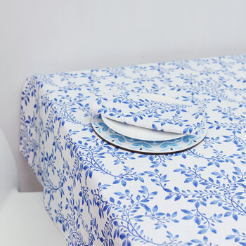 Six Seater Tablecloth, Blue And White, 7 of 8