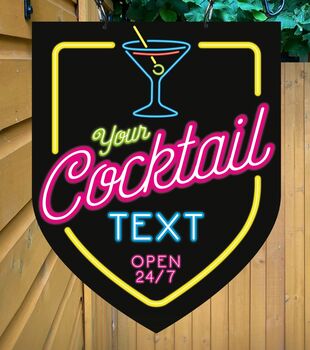 Neon Cocktail Bar Personalised Pub Sign/Bar Sign, 5 of 8