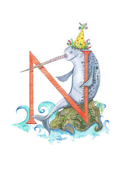 N Is For Narwhal Alphabet Art Print, 3 of 12