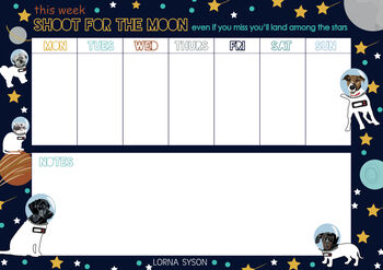 Space Dog Weekly Planner, 2 of 2