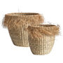 Set Of Two Round Fringed Seagrass Baskets, thumbnail 3 of 3