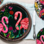Exotic World Flamingo Bone China Plate In Midnight Blue Medium, thumbnail 1 of 4
