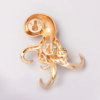 G Decor Set Of Two Gold Octopus Wall Coat Hooks, 4 of 4