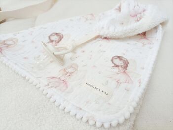 Fairy Garden Baby Blanket Handmade With Warm Boucle Fleece And Organic Muslin, 4 of 11