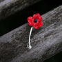 Poppy Red Flower On Stem Brooch, thumbnail 1 of 5