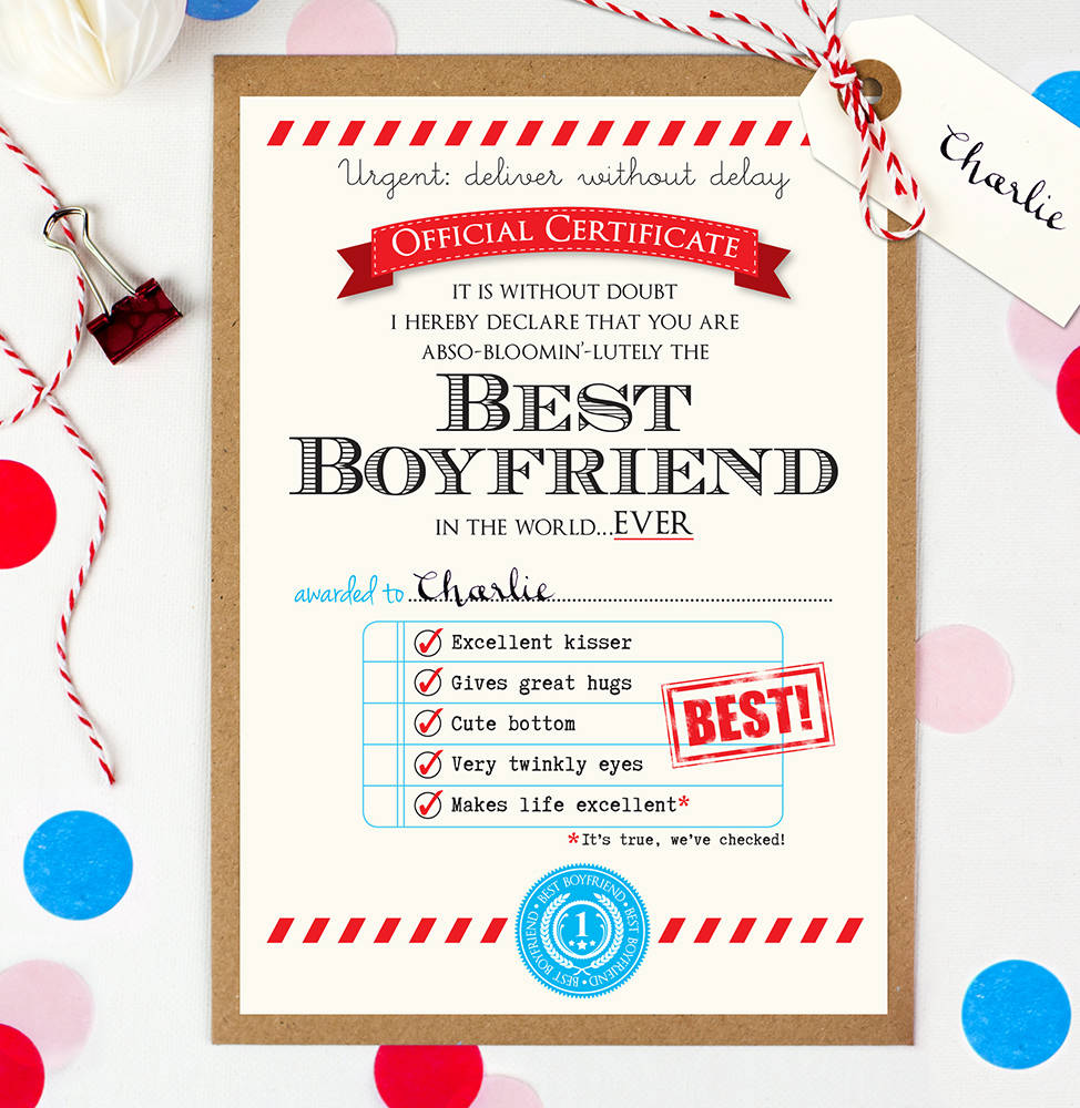Best Boyfriend Award Certificate