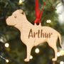 Staffie Personalised Wooden Dog Christmas Decoration, thumbnail 3 of 5