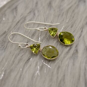 Peridot Sterling Silver August Birthstone Earrings, 7 of 11