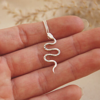 Mini Serpent Necklace In Silver Or Gold, 3 of 5