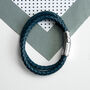 Personalised Men's Dual Leather Woven Bracelet In Teal, thumbnail 4 of 5