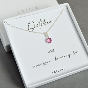 Sterling Silver October Birthstone Necklace, 2 of 5