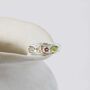 Peridot And Tourmaline Silver Flower Ring, thumbnail 1 of 7