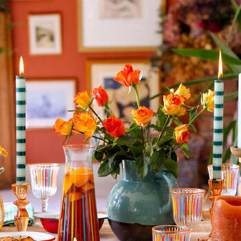 Green Stripe Straight Dinner Candles, 2 of 4