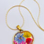 Pressed Flowers Round Pendant Necklace Small Hand Made, thumbnail 6 of 12