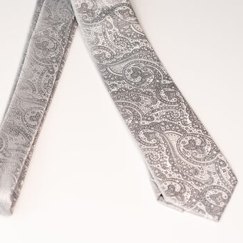 Silver Wedding Tie Set And Socks Groomsmen Gift For Him, 7 of 10