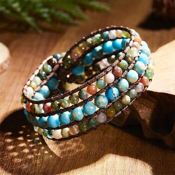 Turquoise Chakra Wrap Bead Bracelet, 4 of 7