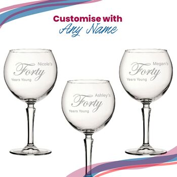 Personalised 40th Birthday Hudson Gin Glass, 4 of 8