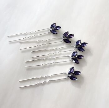 Set Of Five Purple Hair Pins, 3 of 4