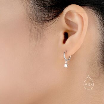 Mismatched Star Dangle Huggie Hoop Earrings, 6 of 12