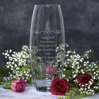 Personalised Heart And Swirl Glass Bullet Vase, 2 of 3