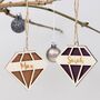 Personalised Wooden Diamond Christmas Bauble, thumbnail 3 of 4