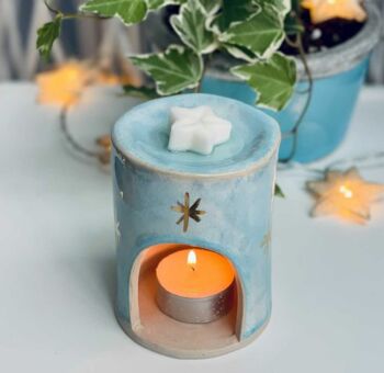 Handmade Light Blue Ceramic Wax Burner / Essential Oil, 5 of 6