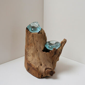 Molten Glass Double Tealight Candle Holder, 8 of 9