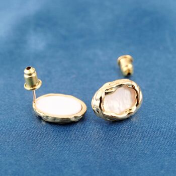 18 K Gold Plated Organic Pearl Stud Earrings, 2 of 7
