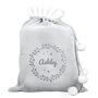 Personalised Holly Wreath Silver Grey Pom Pom Sack, thumbnail 5 of 5