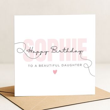 Personalised Stylish Pink Birthday Card For Daughter, 3 of 8