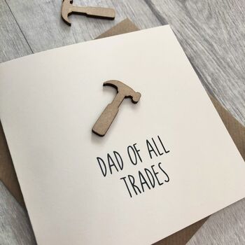 Dad Of All Trades Wooden Hammer Father's Day Card, 2 of 2