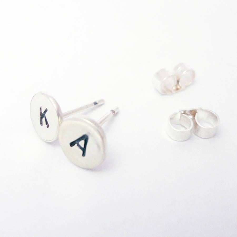 Personalised Initial Stud Earrings By Made Daisy Personalised Initial Stud Earrings