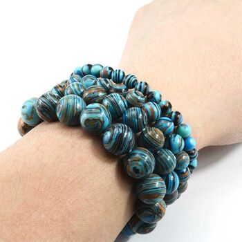 Genuine Blue Malachite Stone Protection Bead Bracelet, 2 of 7