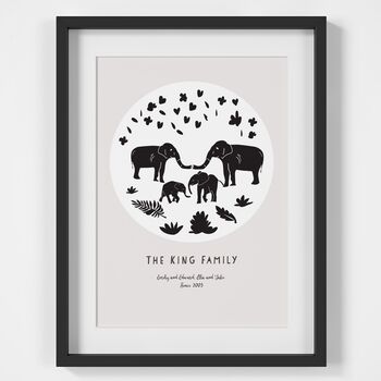 Personalised Elephant Family Art Print, 2 of 6