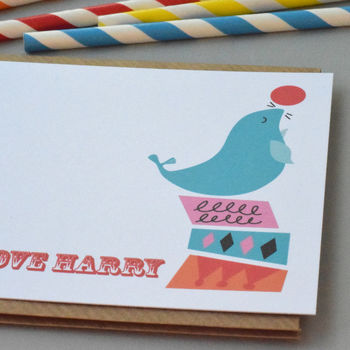 12 Personalised Circus Sea Lion Thank You Cards, 2 of 2
