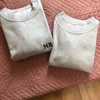 Mr And Mrs Embroidered Wedding Sweatshirt Set, 5 of 9