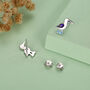 Sterling Silver Blue Footed Booby Stud Earrings, thumbnail 3 of 11