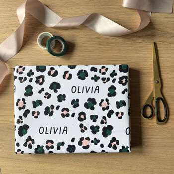 Personalised Leopard Print Name Wrapping Paper, 3 of 5