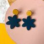 Statement Wooden Flower Stud Earrings, thumbnail 8 of 9