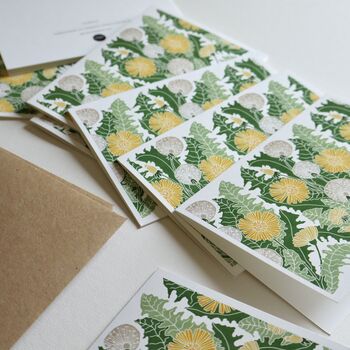 Dandelion Linocut Flower Notecards Set Of Eight, 5 of 7