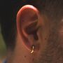 Gold Plated Micro Huggie Hammered Hoop Earring For Men, thumbnail 1 of 12
