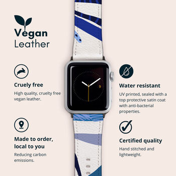 Blue Leaves Vegan Leather Apple Watch Band, 2 of 7