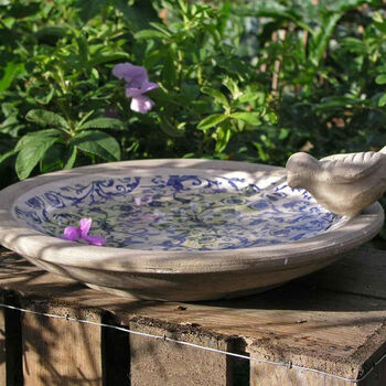 Aged Ceramic Bird Bath, 3 of 4