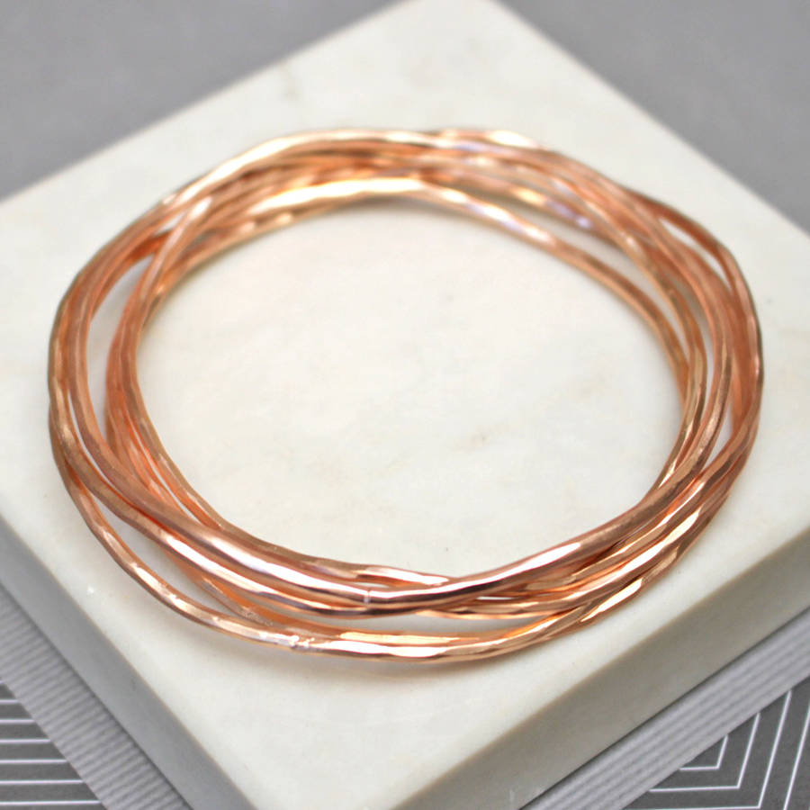 Rose Gold Stacking Bangles By Jamie London | notonthehighstreet.com