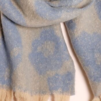 Blue And White Leopard Print Winter Scarf, 2 of 4