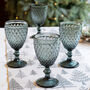 Set Of Four Smoked Grey Embossed Wine Goblets, thumbnail 1 of 9