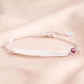 Heart Birthstone And Bar Personalised Bracelet, 3 of 12